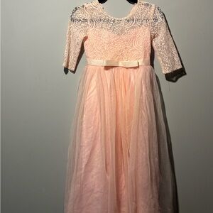 Elegant Pink 3/4 Sleeve Formal Sundress